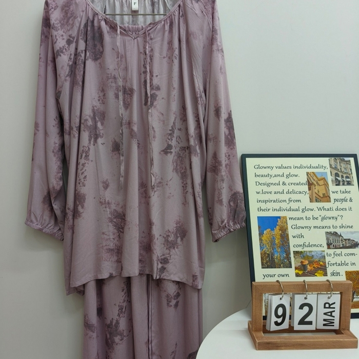 妍景家居生活馆 2025新款亲肤舒适绵绸套装 云山紫