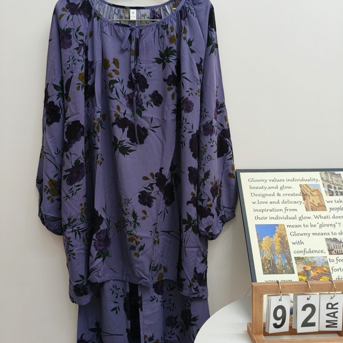 妍景家居生活馆 2025新款亲肤舒适绵绸套装 紫色蔷薇