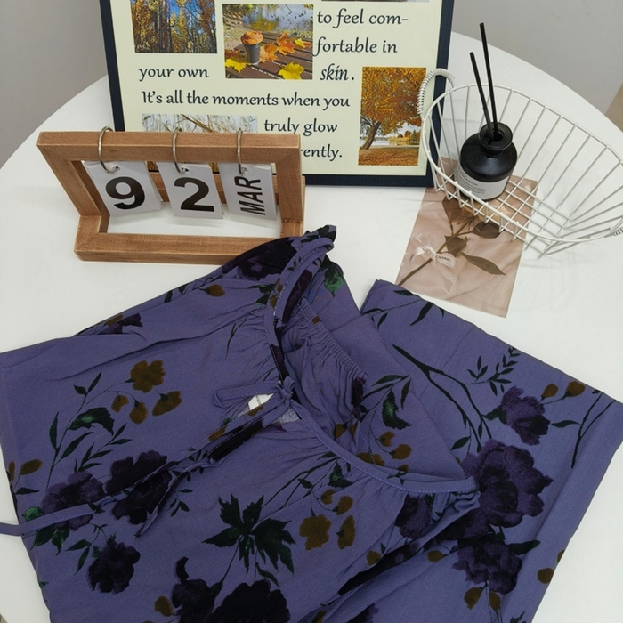 91家纺网 家纺一手货源 找家纺 妍景家居生活馆 2025新款亲肤舒适绵绸套装 紫色蔷薇