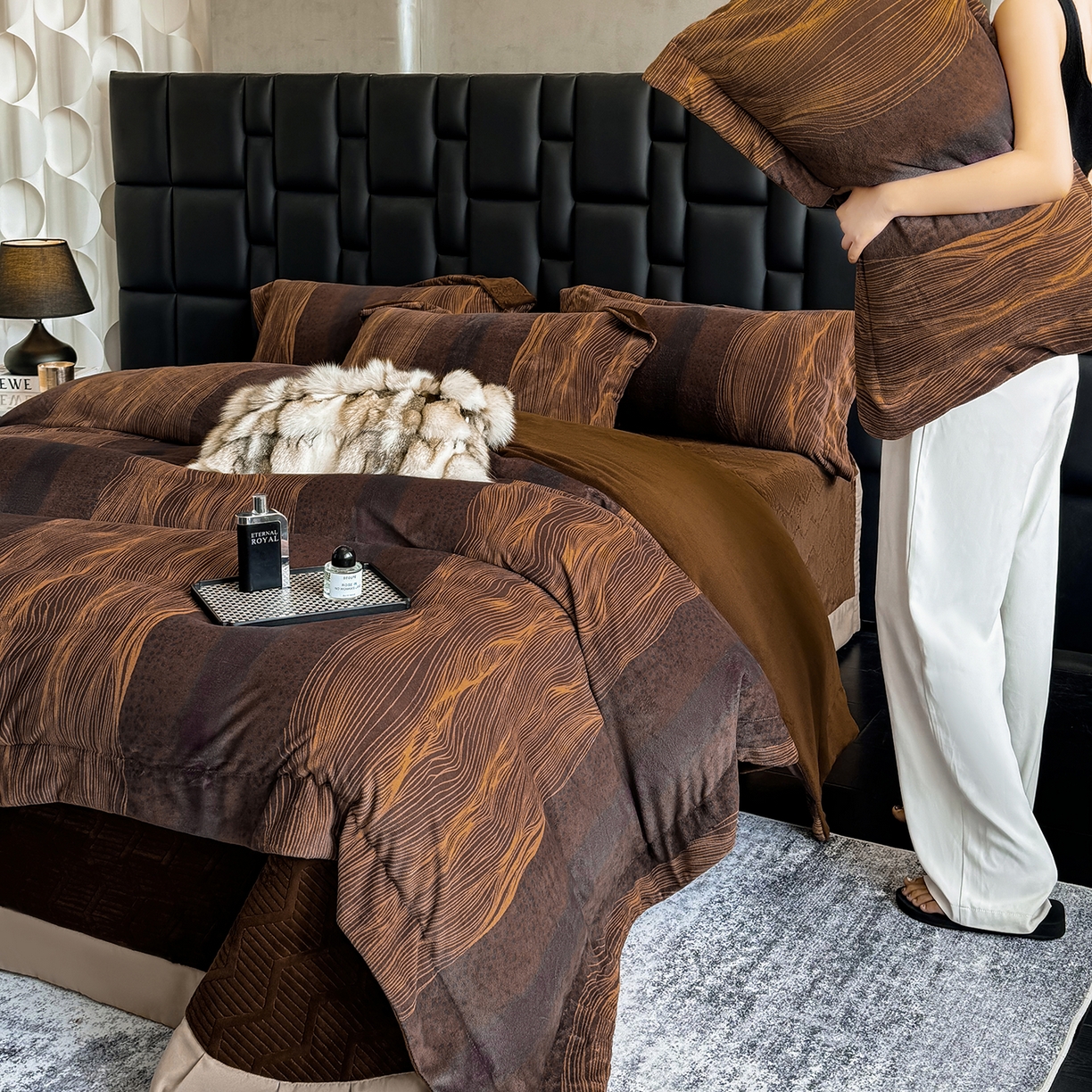 91家纺网 家纺一手货源 找家纺 （总）控价 2025新款 床盖款240克全消光A类数码印花牛奶绒四件套-情怀