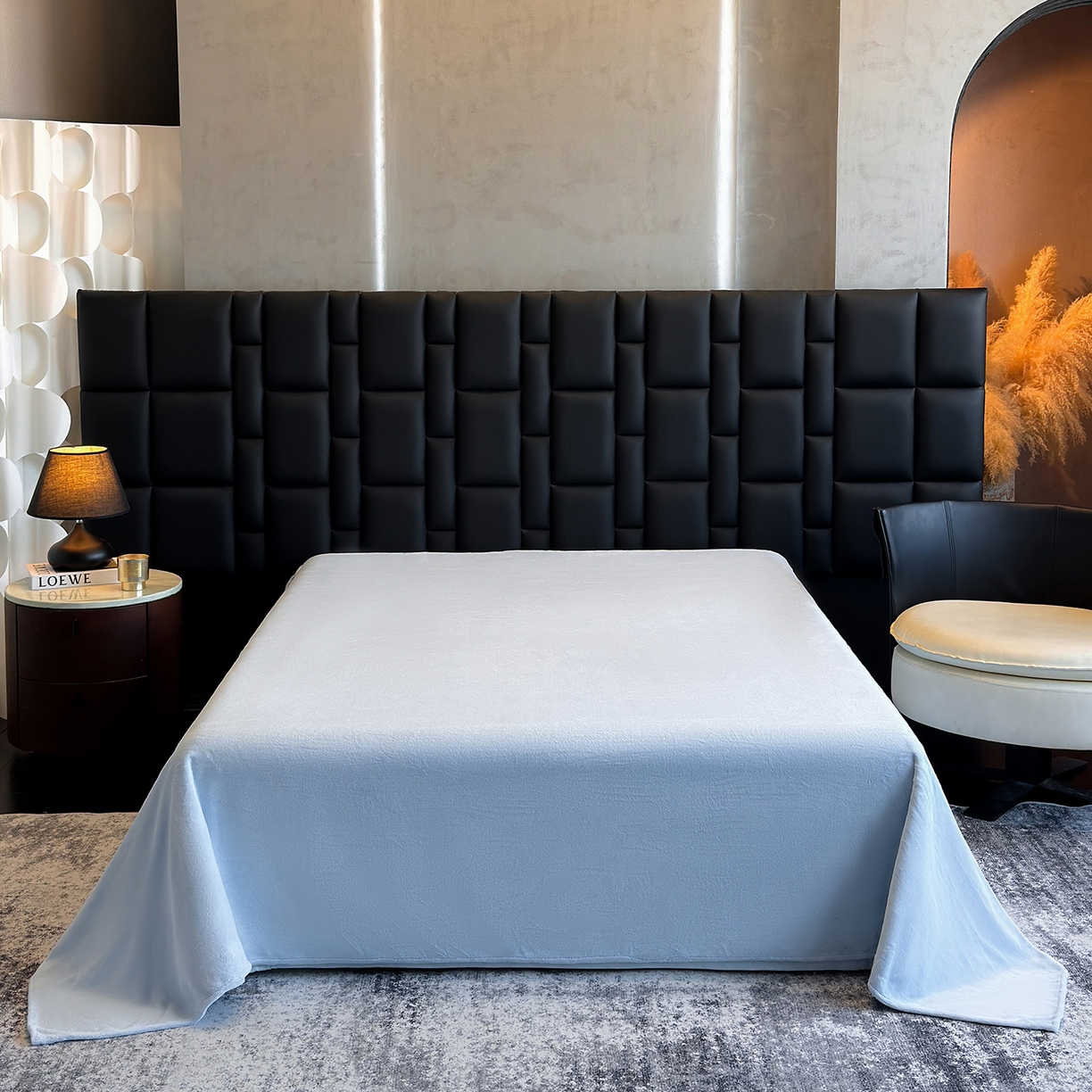 91家纺网 家纺一手货源 找家纺 新方向 2025新款240克全消光A类数码印花牛奶绒四件套床盖款-情怀 情怀-星月蓝