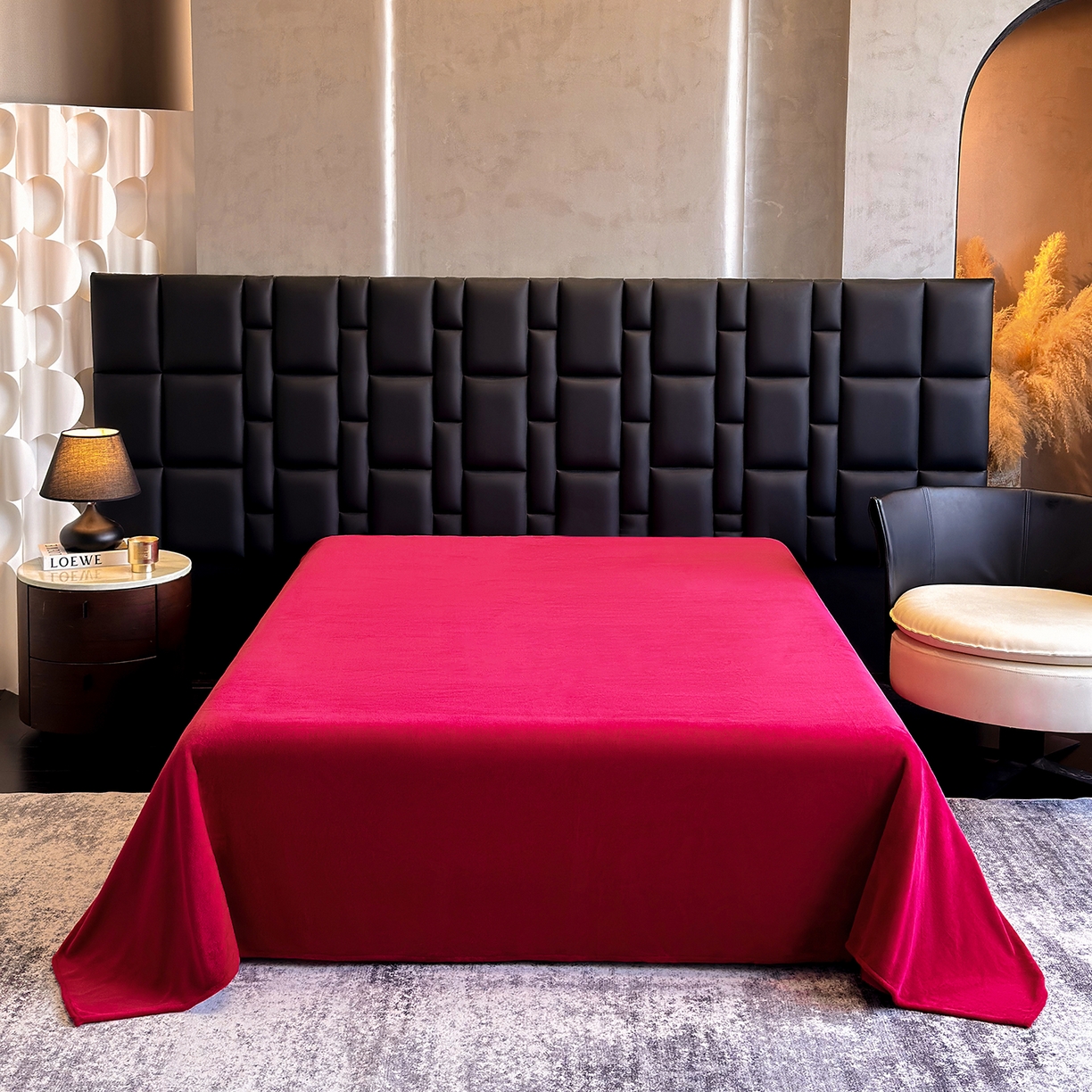 91家纺网 家纺一手货源 找家纺 新方向 2025新款240克全消光A类数码印花牛奶绒四件套床盖款-情怀 情怀-洋酒红