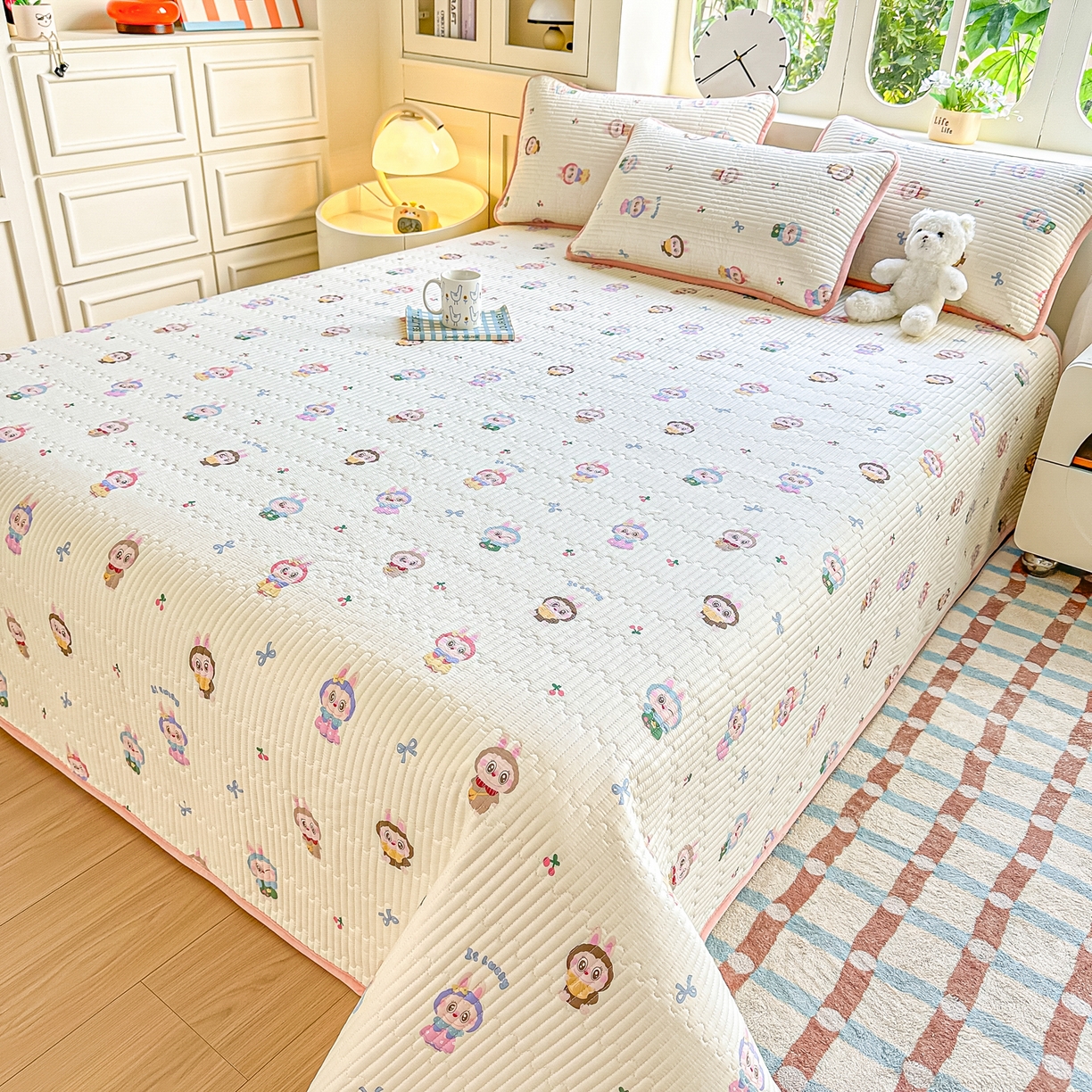 91家纺网 家纺一手货源 找家纺 橘夏家纺 2025新款A全棉B宝宝绒版双面多功能夹棉加厚床盖炕盖三件套学生婴儿床垫盖毯褥子四季通用（含买家秀） 布布表情包