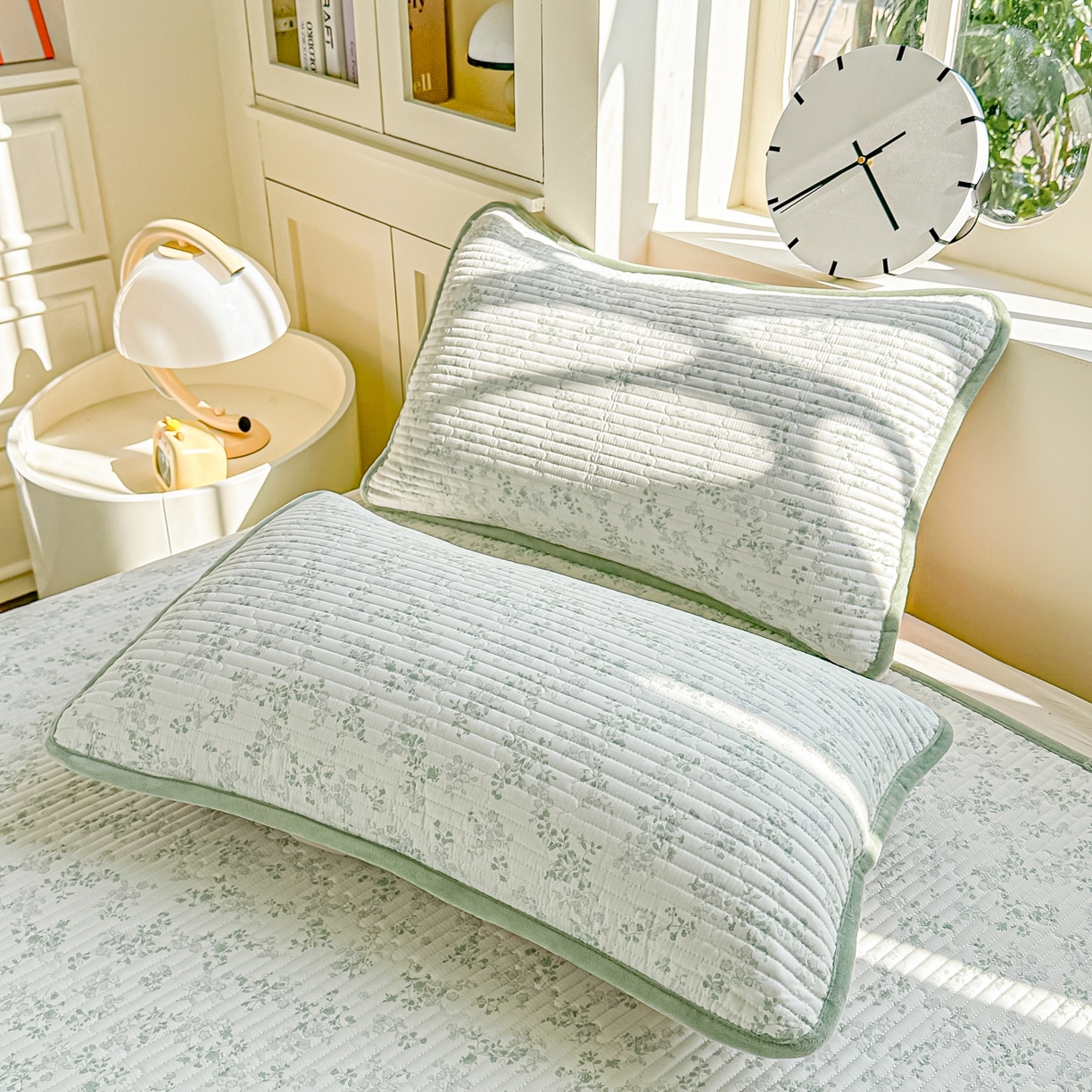 91家纺网 家纺一手货源 找家纺 橘夏家纺 2025新款A全棉B宝宝绒版双面多功能夹棉加厚床盖炕盖三件套学生婴儿床垫盖毯褥子四季通用（含买家秀） 春风里绿