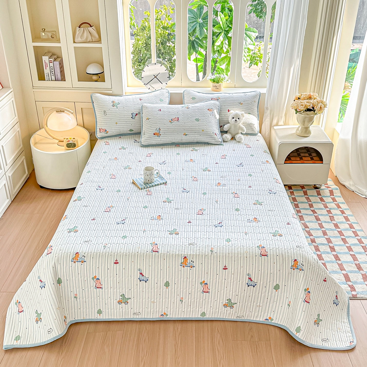 91家纺网 家纺一手货源 找家纺 橘夏家纺 2025新款A全棉B宝宝绒版双面多功能夹棉加厚床盖炕盖三件套学生婴儿床垫盖毯褥子四季通用（含买家秀） 迪迪龙