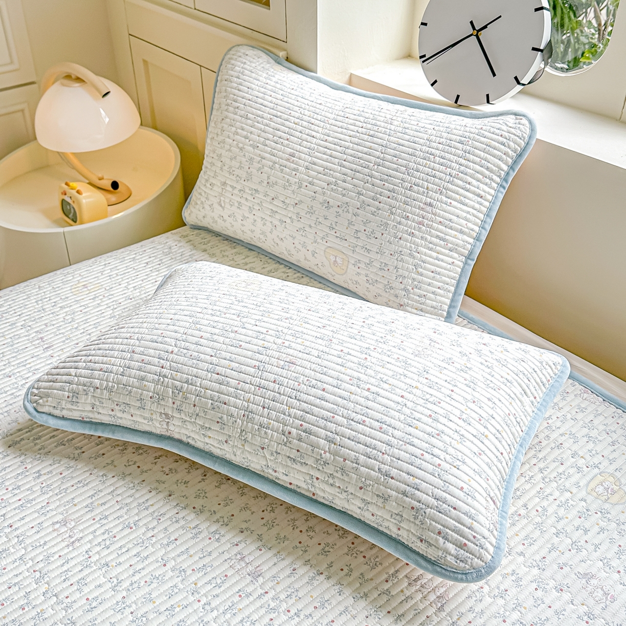 91家纺网 家纺一手货源 找家纺 橘夏家纺 2025新款A全棉B宝宝绒版双面多功能夹棉加厚床盖炕盖三件套学生婴儿床垫盖毯褥子四季通用（含买家秀） 蓝心兔