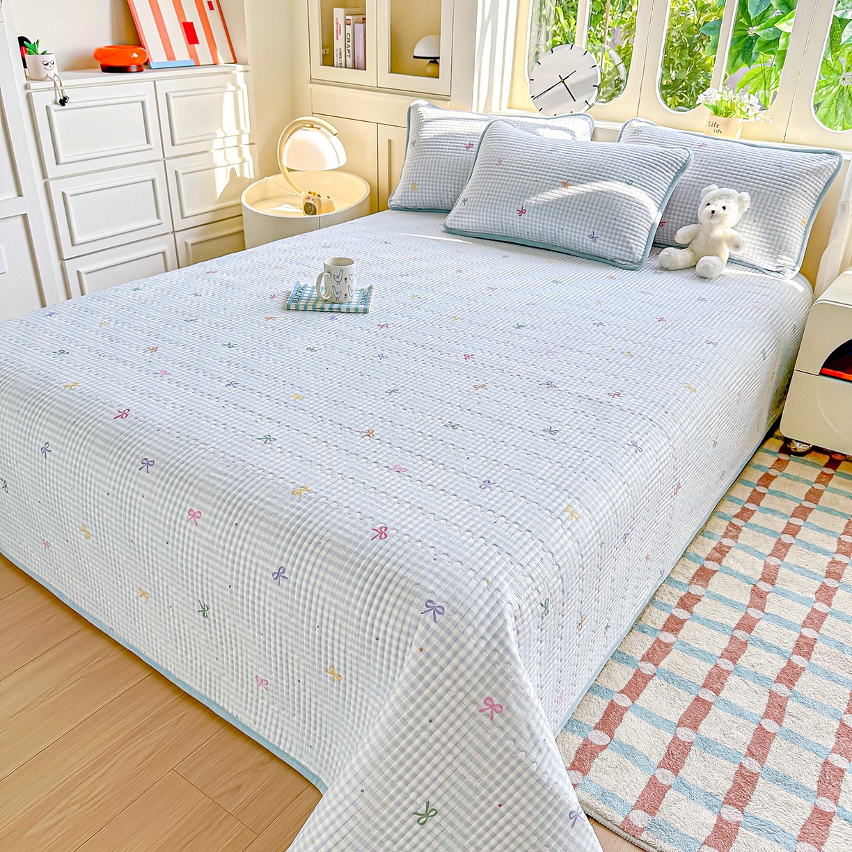 91家纺网 家纺一手货源 找家纺 橘夏家纺 2025新款A全棉B宝宝绒版双面多功能夹棉加厚床盖炕盖三件套学生婴儿床垫盖毯褥子四季通用（含买家秀） 恋格兰