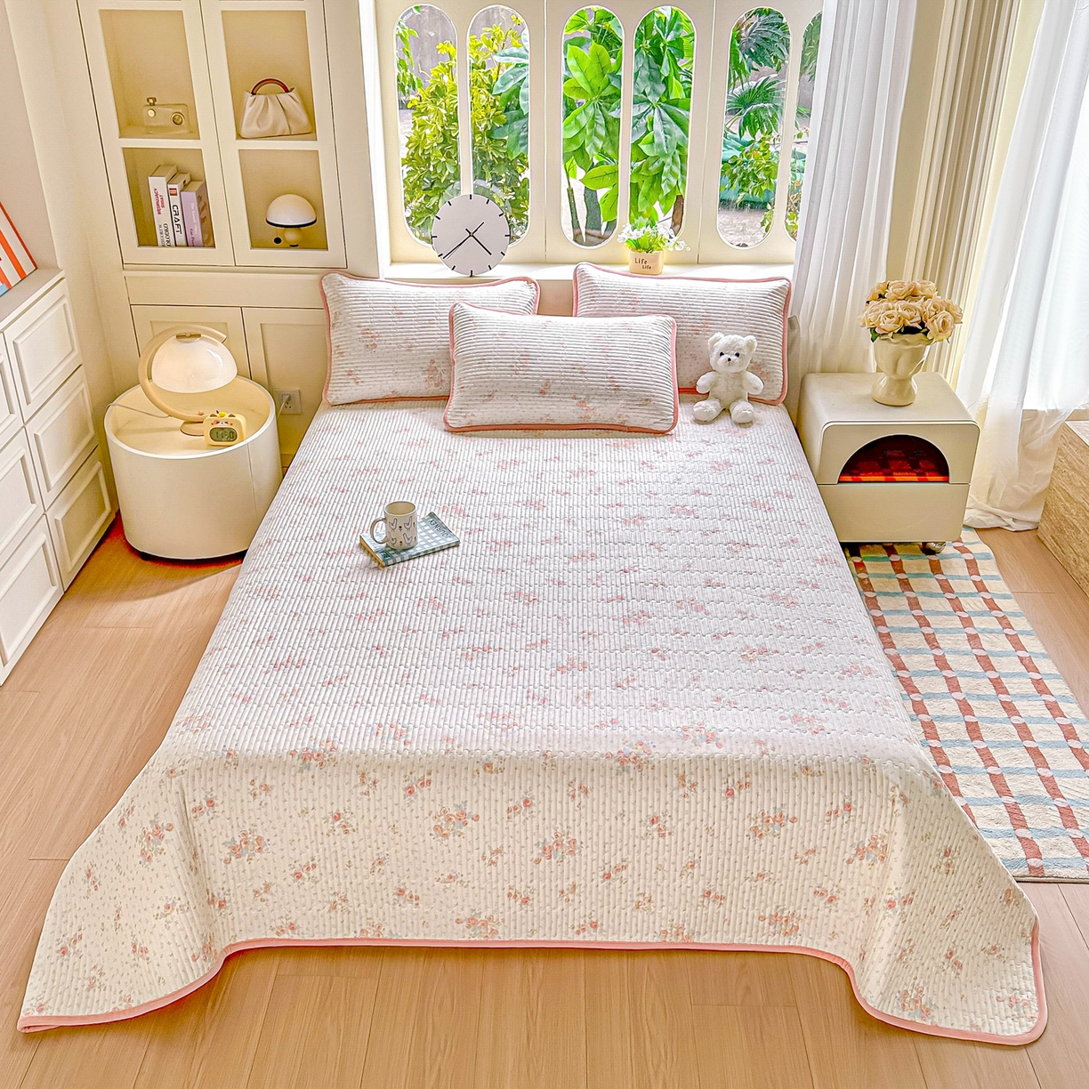 91家纺网 家纺一手货源 找家纺 橘夏家纺 2025新款A全棉B宝宝绒版双面多功能夹棉加厚床盖炕盖三件套学生婴儿床垫盖毯褥子四季通用（含买家秀） 洛洛晨光