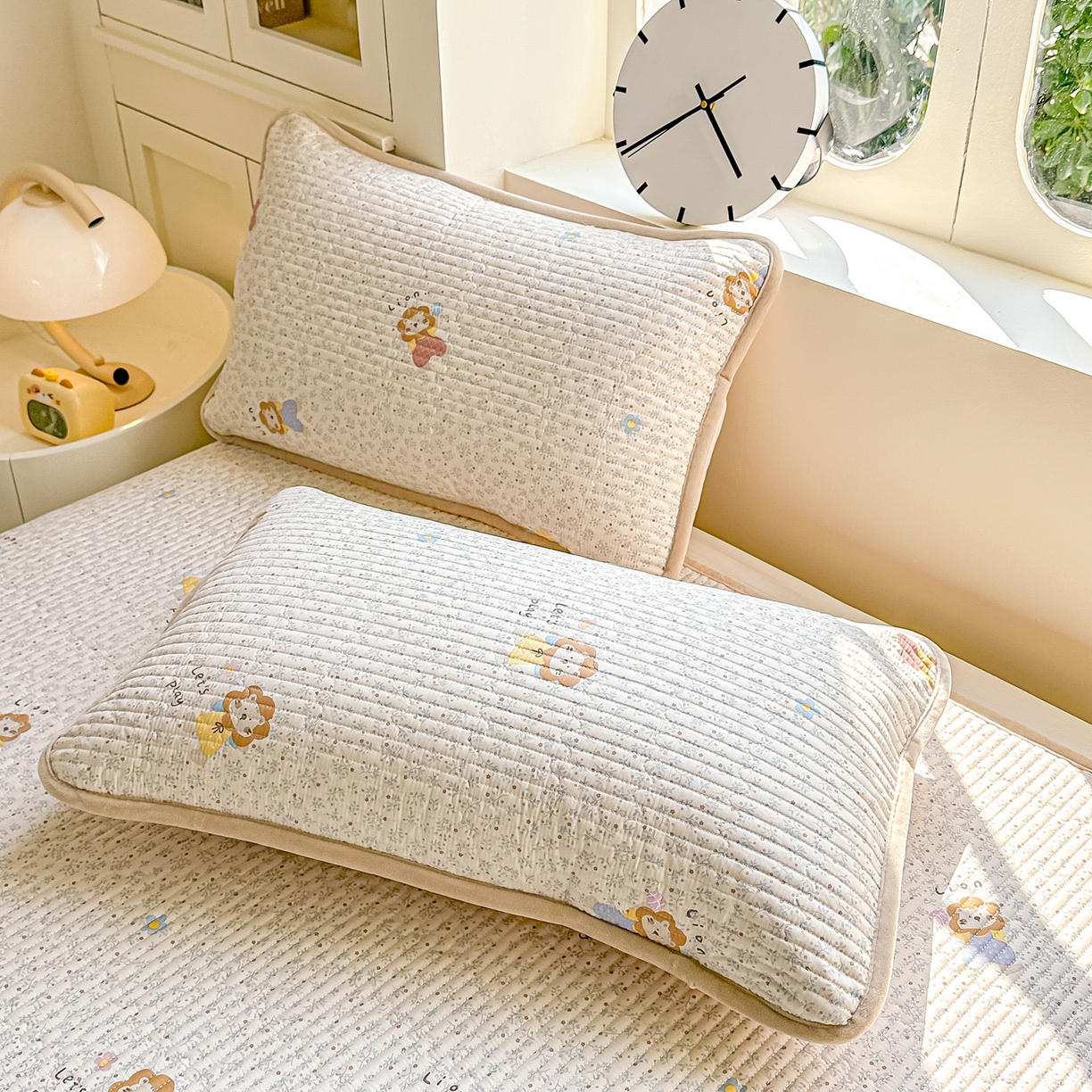 91家纺网 家纺一手货源 找家纺 橘夏家纺 2025新款A全棉B宝宝绒版双面多功能夹棉加厚床盖炕盖三件套学生婴儿床垫盖毯褥子四季通用（含买家秀） 萌萌狮