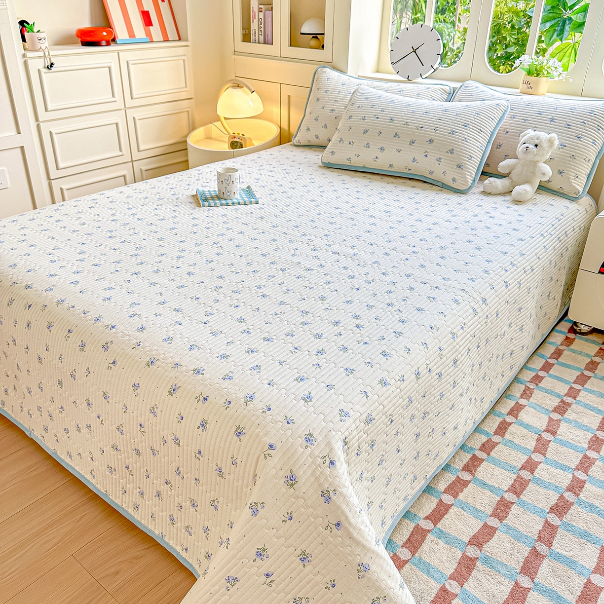 91家纺网 家纺一手货源 找家纺 橘夏家纺 2025新款A全棉B宝宝绒版双面多功能夹棉加厚床盖炕盖三件套学生婴儿床垫盖毯褥子四季通用（含买家秀） 慕心兰