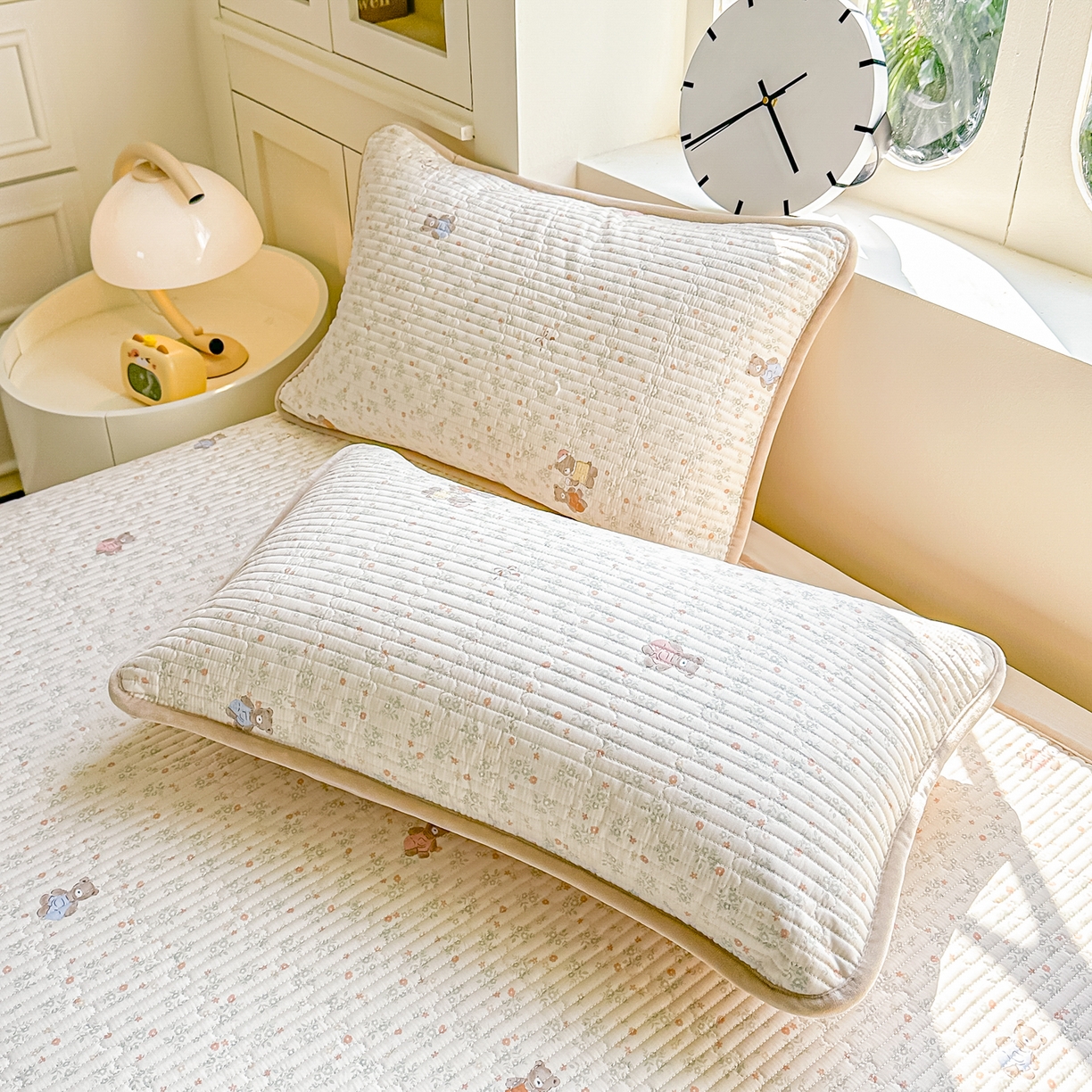 91家纺网 家纺一手货源 找家纺 橘夏家纺 2025新款A全棉B宝宝绒版双面多功能夹棉加厚床盖炕盖三件套学生婴儿床垫盖毯褥子四季通用（含买家秀） 清茶小熊