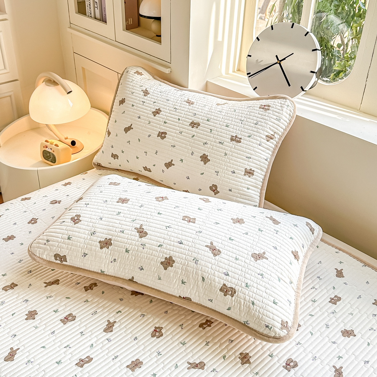 91家纺网 家纺一手货源 找家纺 橘夏家纺 2025新款A全棉B宝宝绒版双面多功能夹棉加厚床盖炕盖三件套学生婴儿床垫盖毯褥子四季通用（含买家秀） 小呆熊