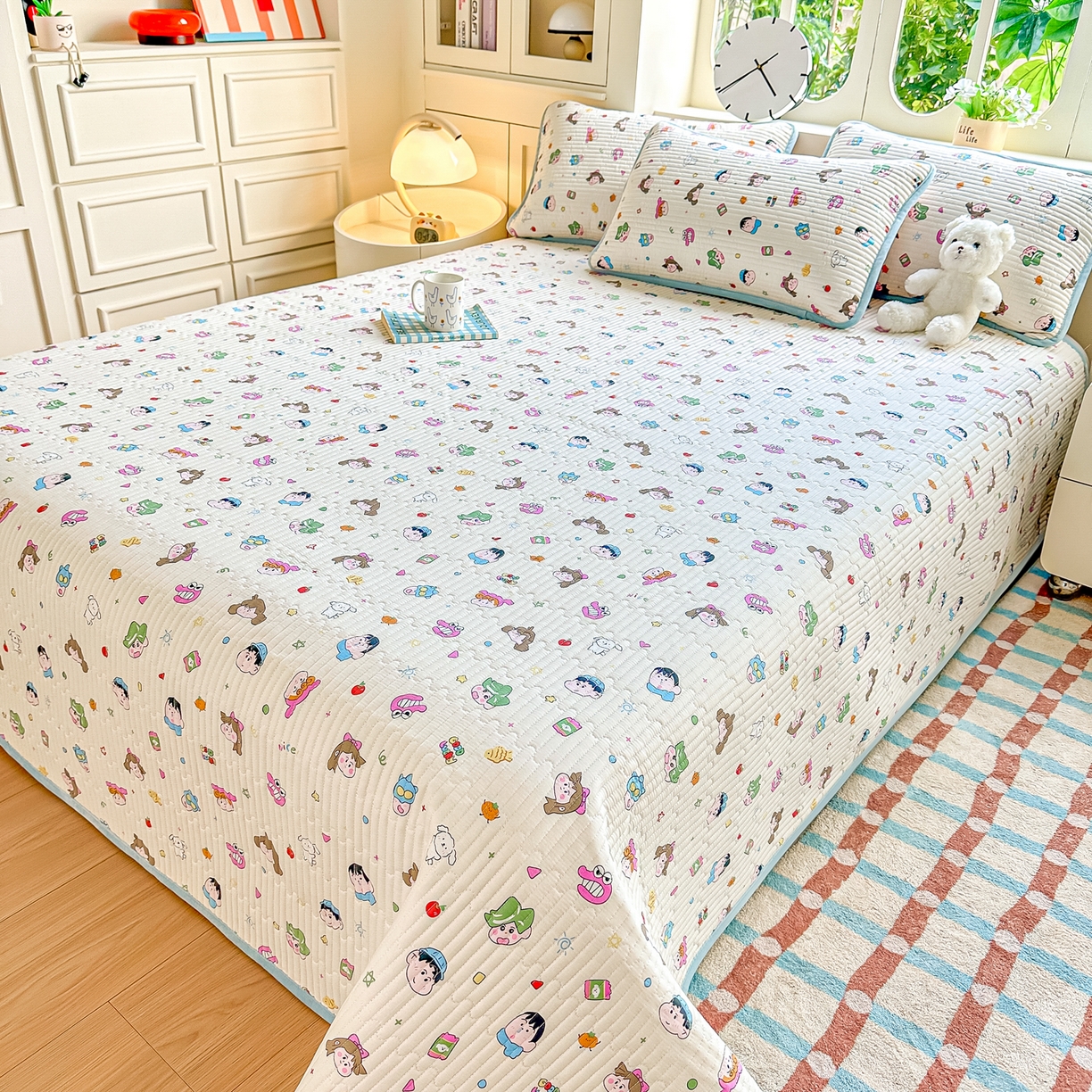 91家纺网 家纺一手货源 找家纺 橘夏家纺 2025新款A全棉B宝宝绒版双面多功能夹棉加厚床盖炕盖三件套学生婴儿床垫盖毯褥子四季通用（含买家秀） 新新一家