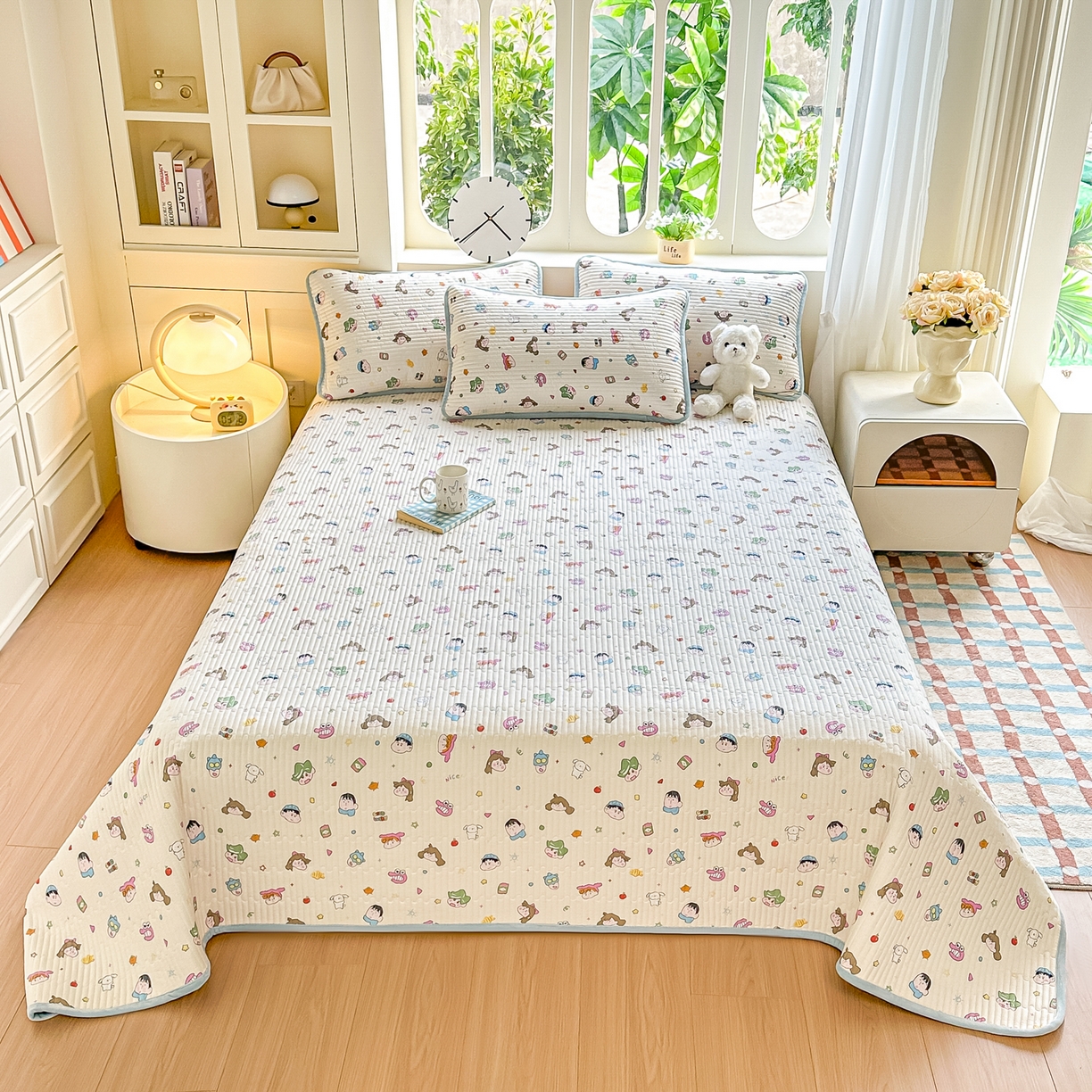 91家纺网 家纺一手货源 找家纺 橘夏家纺 2025新款A全棉B宝宝绒版双面多功能夹棉加厚床盖炕盖三件套学生婴儿床垫盖毯褥子四季通用（含买家秀） 新新一家