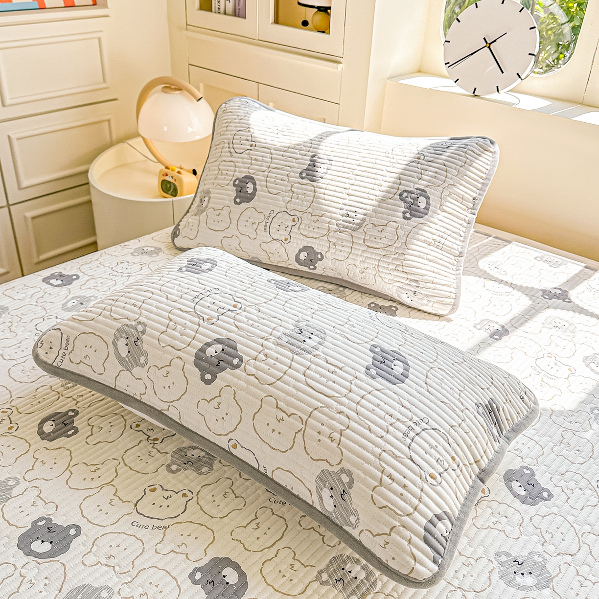 91家纺网 家纺一手货源 找家纺 橘夏家纺 2025新款A全棉B宝宝绒版双面多功能夹棉加厚床盖炕盖三件套学生婴儿床垫盖毯褥子四季通用（含买家秀） 影子熊