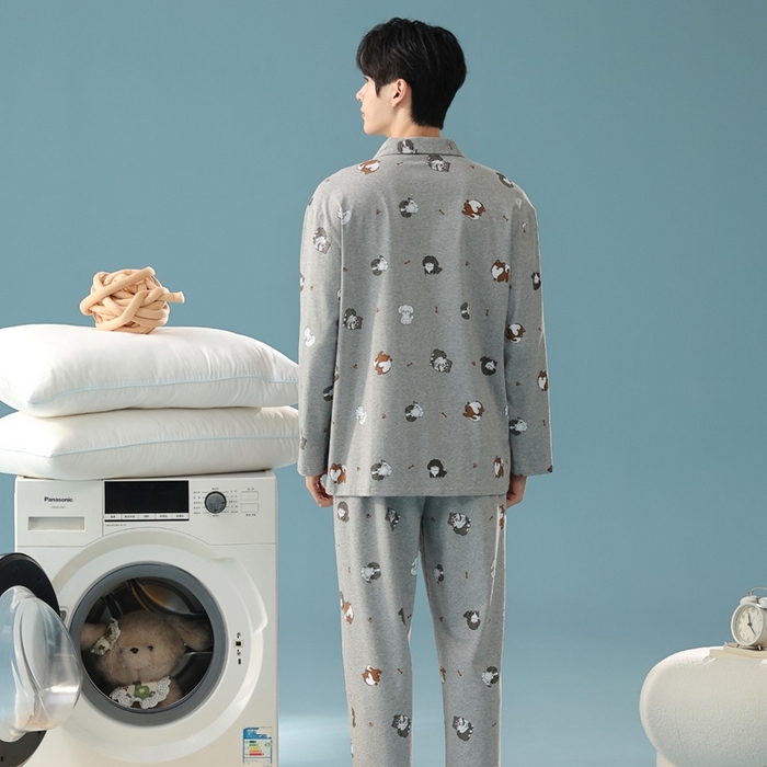 91家纺网 家纺一手货源 找家纺 （总）妍景家居生活馆 2025新款亲肤舒适新疆棉 情侣款彩色哈哈狗套装