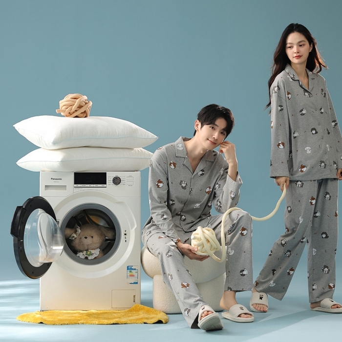 91家纺网 家纺一手货源 找家纺 （总）妍景家居生活馆 2025新款亲肤舒适新疆棉 情侣款彩色哈哈狗套装