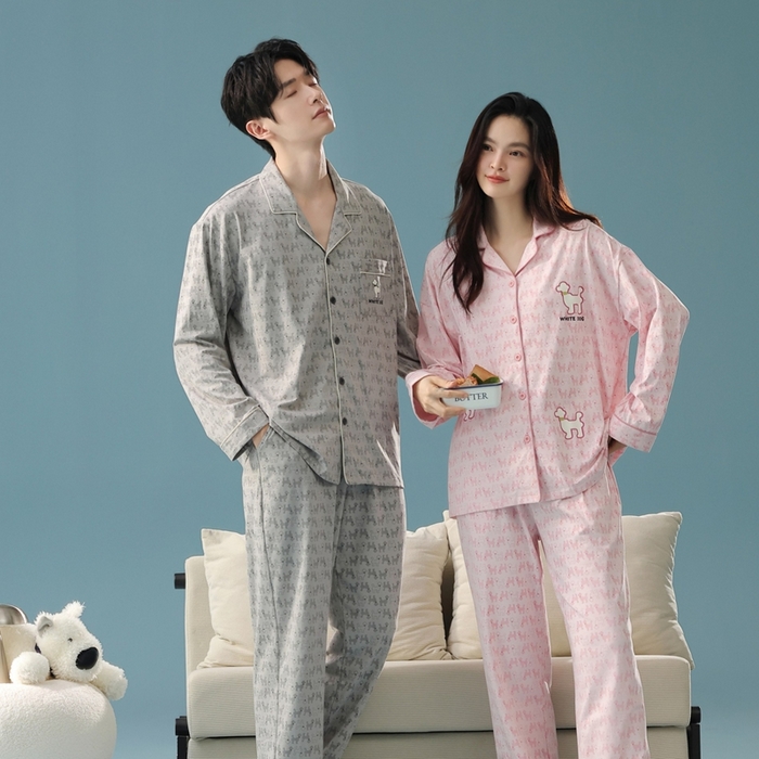 91家纺网 家纺一手货源 找家纺 （总）妍景家居生活馆 2025新款亲肤舒适新疆棉 情侣款满印狗狗套装