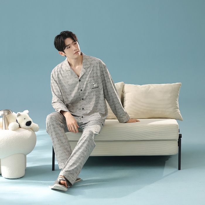 91家纺网 家纺一手货源 找家纺 （总）妍景家居生活馆 2025新款亲肤舒适新疆棉 情侣款满印狗狗套装