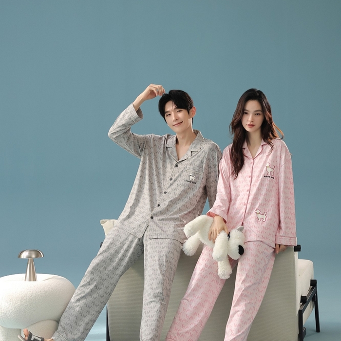 （总）妍景家居生活馆 2025新款亲肤舒适新疆棉 情侣款满印狗狗套装