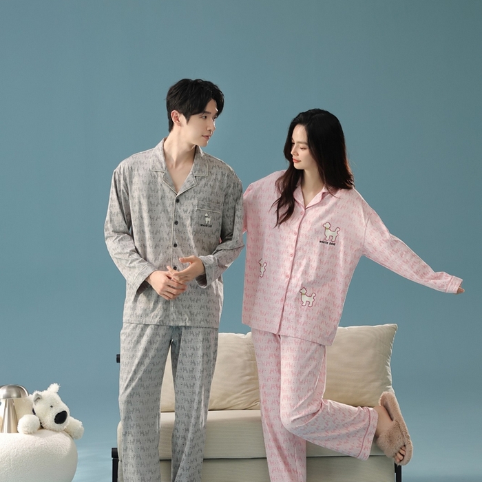 91家纺网 家纺一手货源 找家纺 （总）妍景家居生活馆 2025新款亲肤舒适新疆棉 情侣款满印狗狗套装