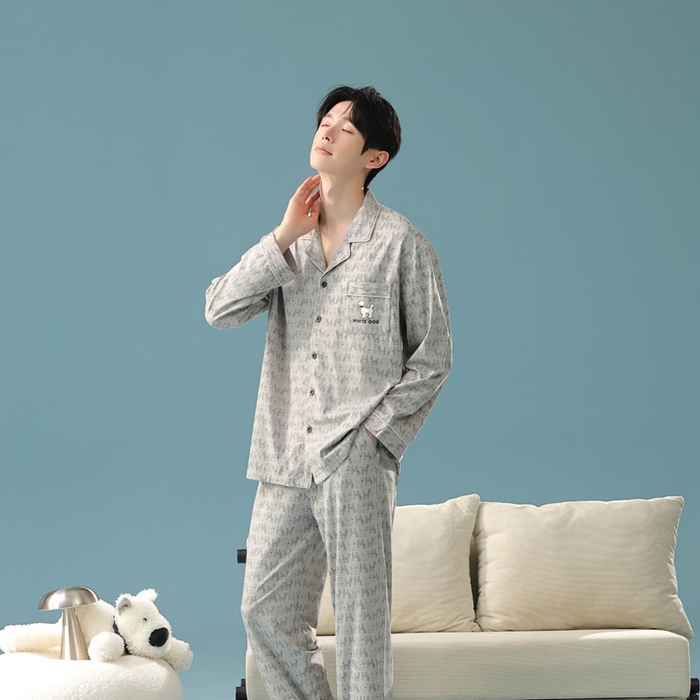 91家纺网 家纺一手货源 找家纺 （总）妍景家居生活馆 2025新款亲肤舒适新疆棉 情侣款满印狗狗套装