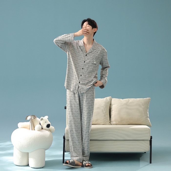 91家纺网 家纺一手货源 找家纺 （总）妍景家居生活馆 2025新款亲肤舒适新疆棉 情侣款满印狗狗套装