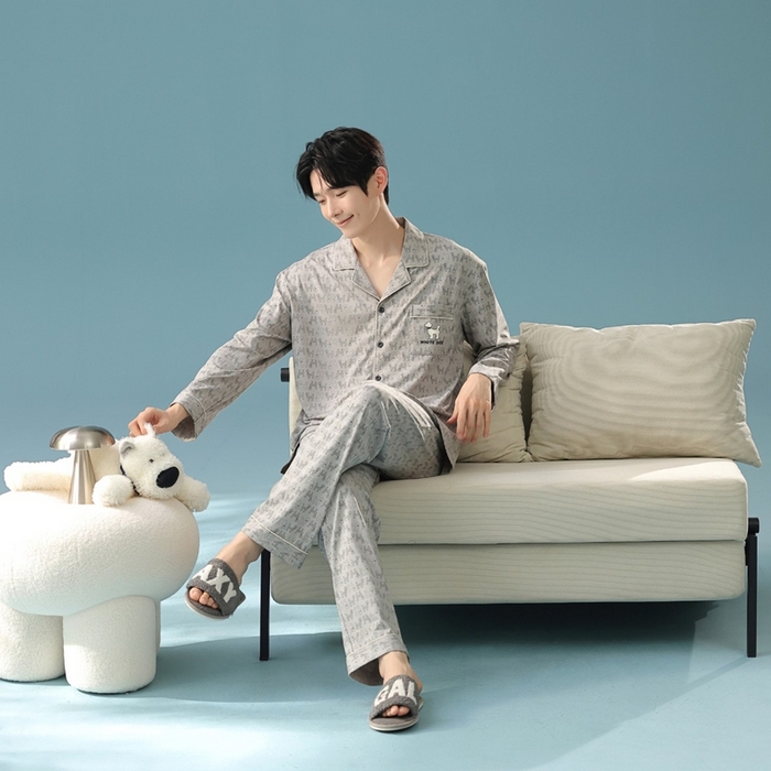 91家纺网 家纺一手货源 找家纺 （总）妍景家居生活馆 2025新款亲肤舒适新疆棉 情侣款满印狗狗套装