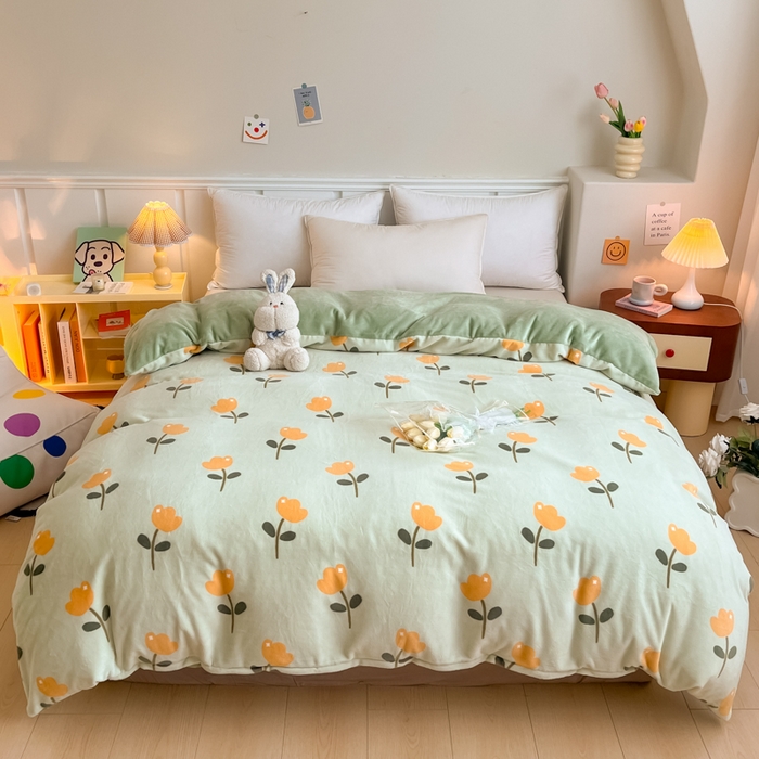 91家纺网 家纺一手货源 找家纺 （总）金盛纺 2025新款高克重牛奶绒印花系列单被套(可定制)