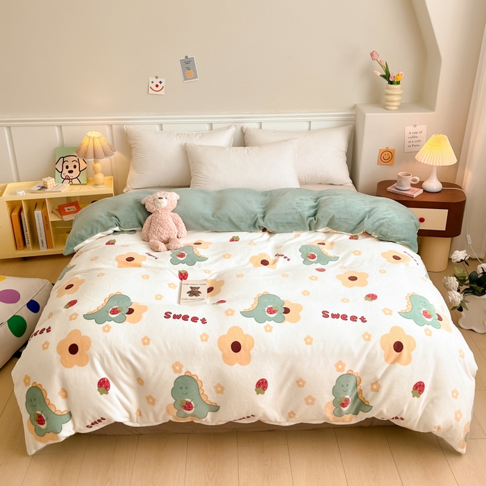 91家纺网 家纺一手货源 找家纺 （总）金盛纺 2025新款高克重牛奶绒印花系列单被套(可定制)