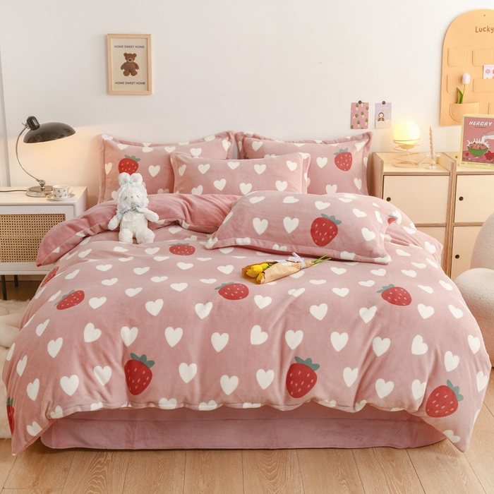 91家纺网 家纺一手货源 找家纺 （总）金盛纺 2025新款高克重牛奶绒印花系列单被套(可定制)