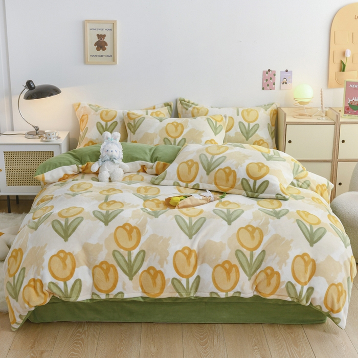 91家纺网 家纺一手货源 找家纺 （总）金盛纺 2025新款高克重牛奶绒印花系列单被套(可定制)