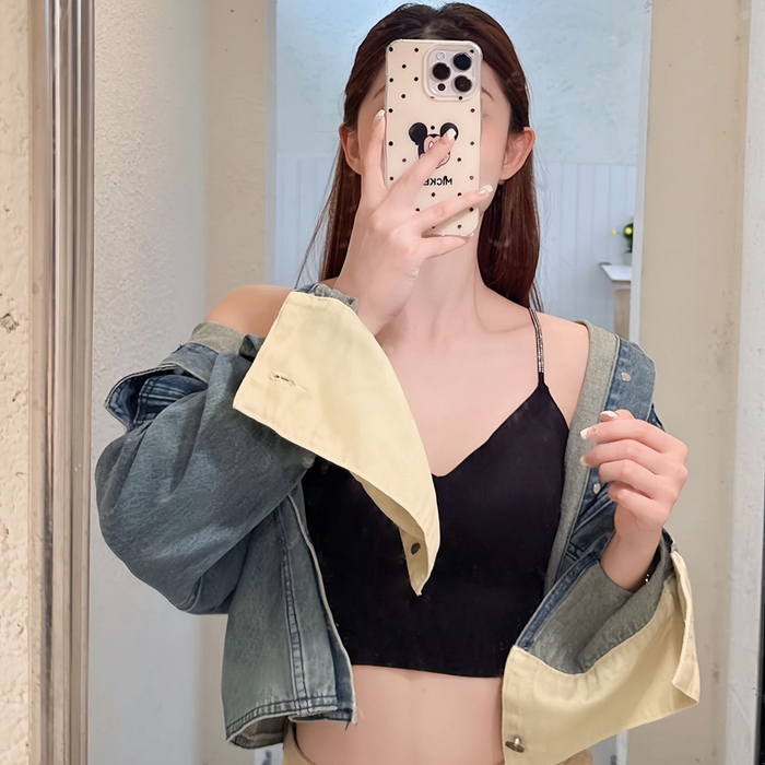 91家纺网 家纺一手货源 找家纺 妍景家居生活馆 2025新款亲肤舒适钻石肩带美背 静谧黑