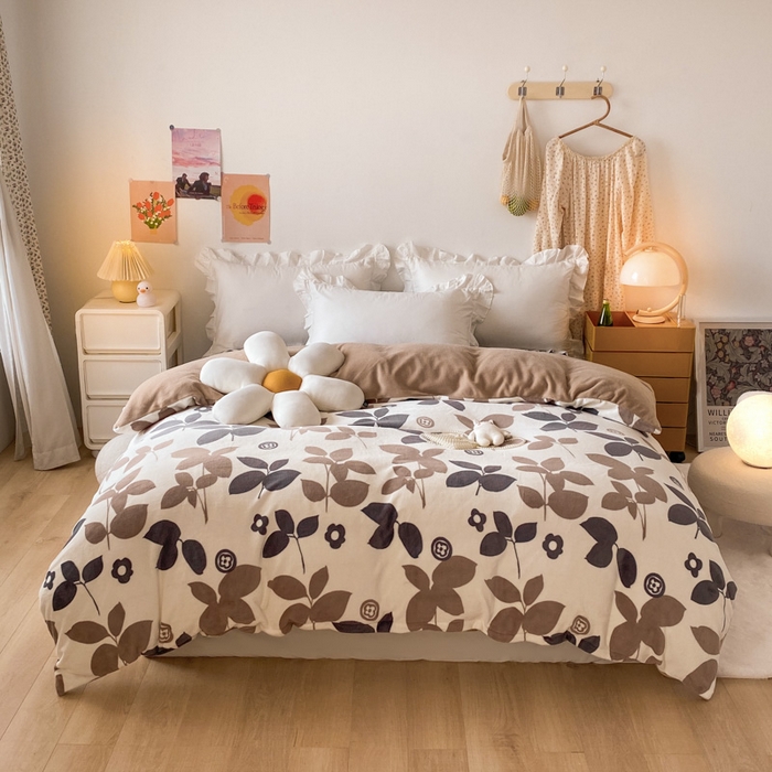 91家纺网 家纺一手货源 找家纺 （总）金盛纺 2025新款高克重牛奶绒印花系列单被套(可定制)