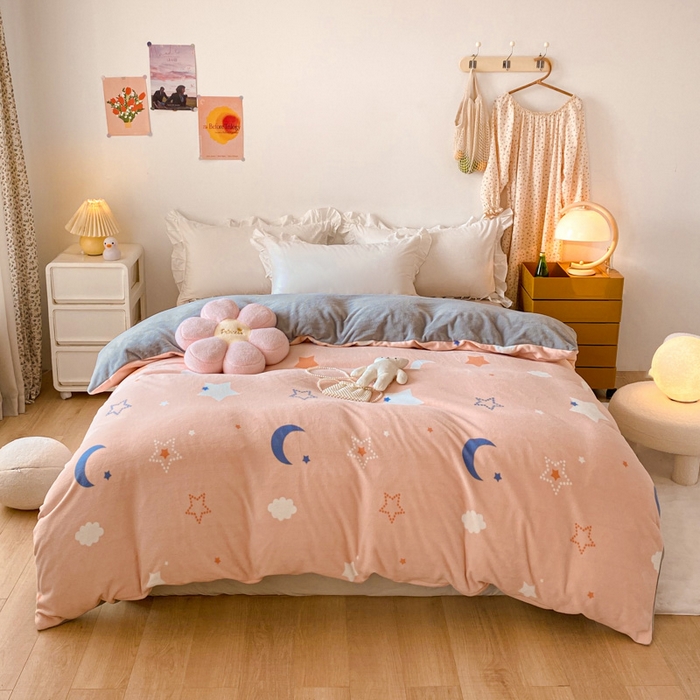 91家纺网 家纺一手货源 找家纺 （总）金盛纺 2025新款高克重牛奶绒印花系列单被套(可定制)