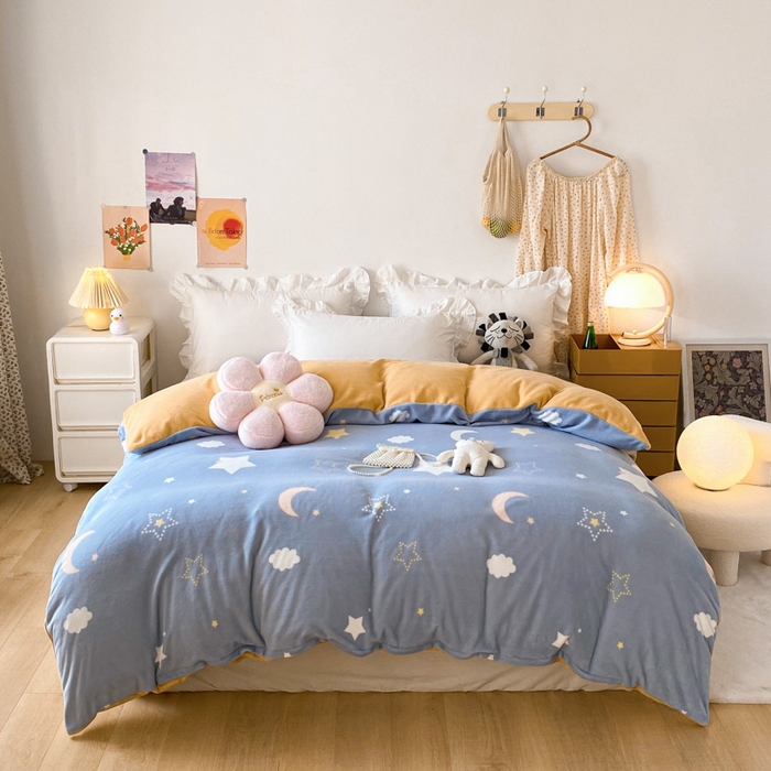 91家纺网 家纺一手货源 找家纺 （总）金盛纺 2025新款高克重牛奶绒印花系列单被套(可定制)