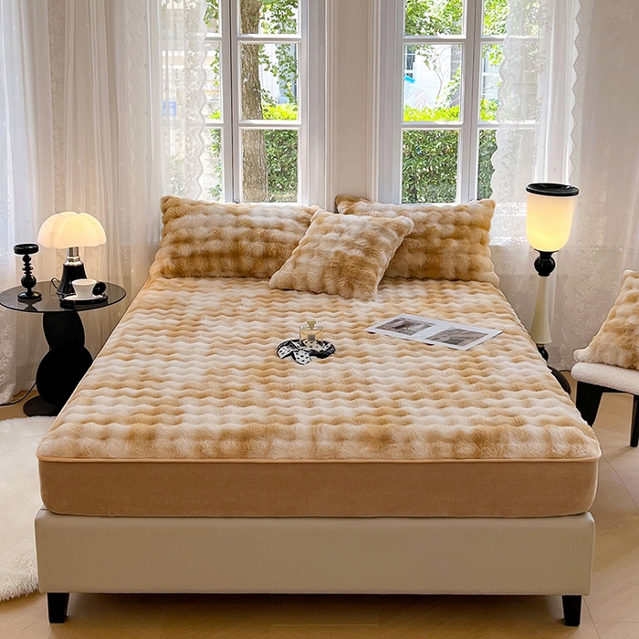 91家纺网 家纺一手货源 找家纺 （总）梦舒羽 2025新款兔毛绒水晶绒床垫保护套牛奶绒床垫套单品床笠单件床笠