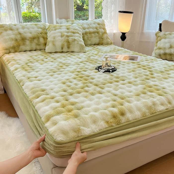 91家纺网 家纺一手货源 找家纺 （总）梦舒羽 2025新款兔毛绒水晶绒床垫保护套牛奶绒床垫套单品床笠单件床笠