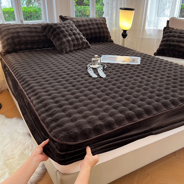 91家纺网 家纺一手货源 找家纺 （总）梦舒羽 2025新款兔毛绒水晶绒床垫保护套牛奶绒床垫套单品床笠单件床笠