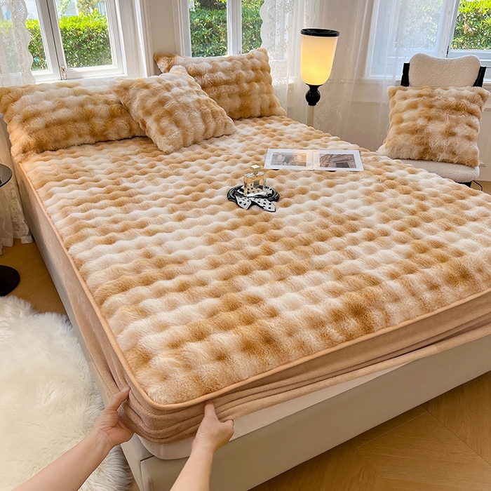 91家纺网 家纺一手货源 找家纺 （总）梦舒羽 2025新款兔毛绒水晶绒床垫保护套牛奶绒床垫套单品床笠单件床笠