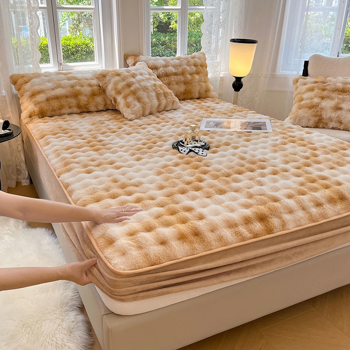 91家纺网 家纺一手货源 找家纺 （总）梦舒羽 2025新款兔毛绒水晶绒床垫保护套牛奶绒床垫套单品床笠单件床笠