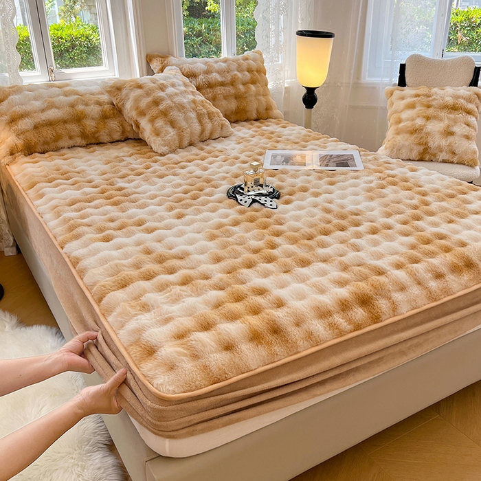 （总）梦舒羽 2025新款兔毛绒水晶绒床垫保护套牛奶绒床垫套单品床笠单件床笠