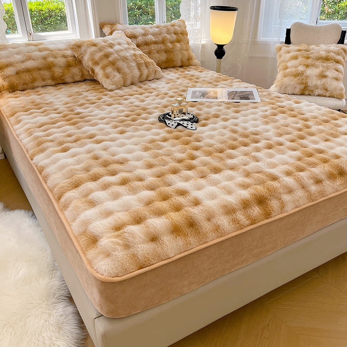 91家纺网 家纺一手货源 找家纺 （总）梦舒羽 2025新款兔毛绒水晶绒床垫保护套牛奶绒床垫套单品床笠单件床笠