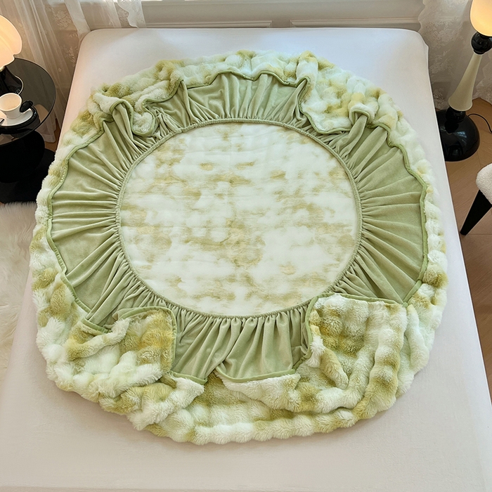 91家纺网 家纺一手货源 找家纺 梦舒羽 2025新款兔毛绒水晶绒床垫保护套牛奶绒床垫套单品床笠单件床笠 兔毛绒泡泡-梦幻果绿