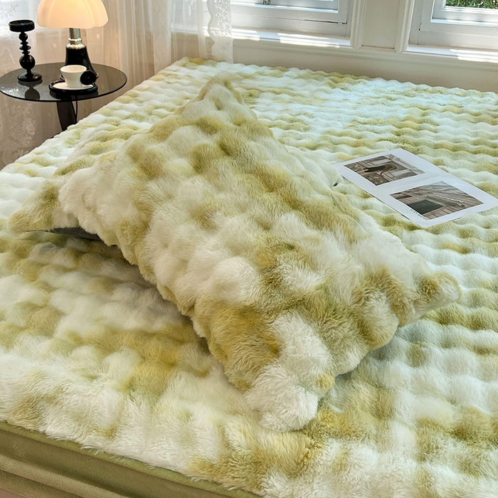 91家纺网 家纺一手货源 找家纺 梦舒羽 2025新款兔毛绒水晶绒床垫保护套牛奶绒床垫套单品床笠单件床笠 兔毛绒泡泡-梦幻果绿