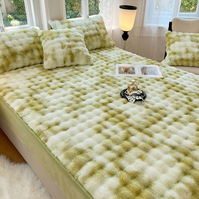 91家纺网 家纺一手货源 找家纺 梦舒羽 2025新款兔毛绒水晶绒床垫保护套牛奶绒床垫套单品床笠单件床笠 兔毛绒泡泡-梦幻果绿