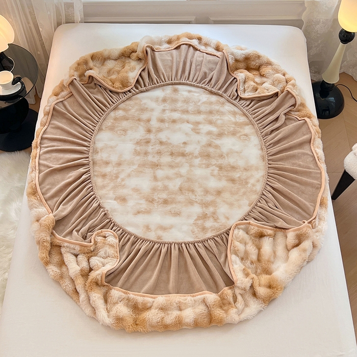 91家纺网 家纺一手货源 找家纺 梦舒羽 2025新款兔毛绒水晶绒床垫保护套牛奶绒床垫套单品床笠单件床笠 兔毛绒泡泡-梦幻奶咖