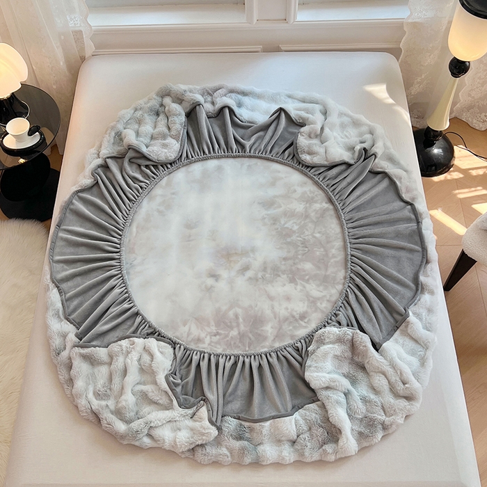 91家纺网 家纺一手货源 找家纺 梦舒羽 2025新款兔毛绒水晶绒床垫保护套牛奶绒床垫套单品床笠单件床笠 兔毛绒泡泡-梦幻浅灰