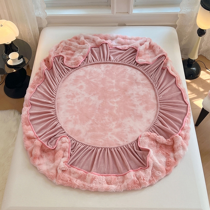 91家纺网 家纺一手货源 找家纺 梦舒羽 2025新款兔毛绒水晶绒床垫保护套牛奶绒床垫套单品床笠单件床笠 兔毛绒泡泡-梦幻樱粉