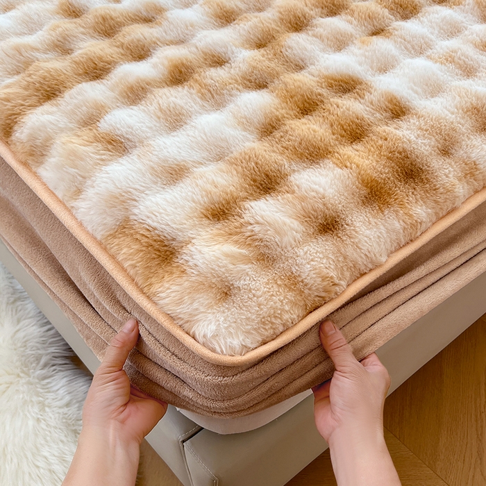 91家纺网 家纺一手货源 找家纺 （总）梦舒羽 2025新款兔毛绒水晶绒床垫保护套牛奶绒床垫套单品床笠单件床笠